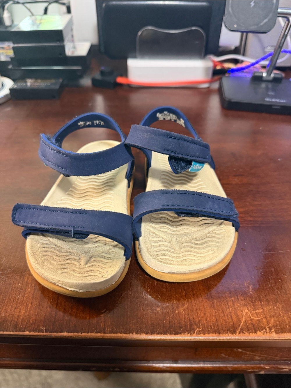 Native Kids Navy and Beige Adjustable Sandals